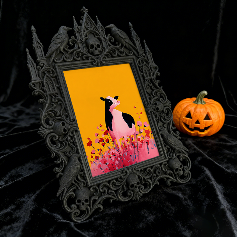 Distinctive Gothic Dark-style Photo Frame | Witchy Herbal Tea Blending Shop Decor, Photo Ornament, Dual-use Display, Practical Frame