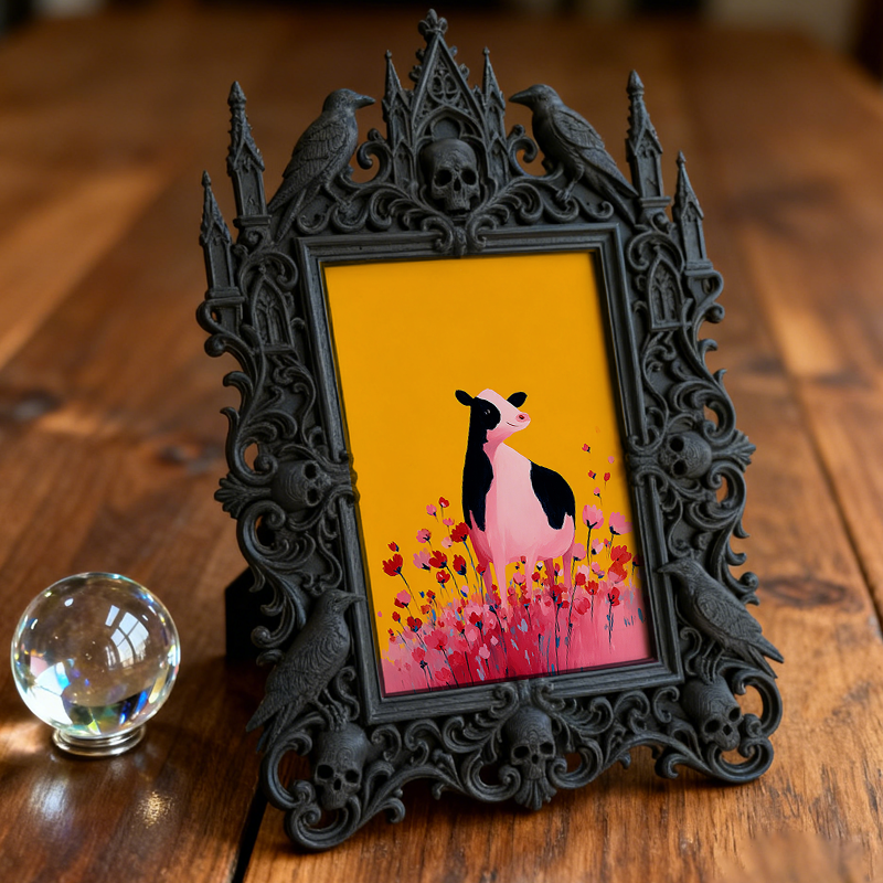 Distinctive Gothic Dark-style Photo Frame | Witchy Herbal Tea Blending Shop Decor, Photo Ornament, Dual-use Display, Practical Frame