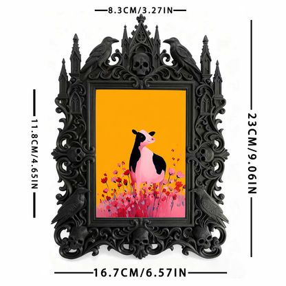 Distinctive Gothic Dark-style Photo Frame | Witchy Herbal Tea Blending Shop Decor, Photo Ornament, Dual-use Display, Practical Frame