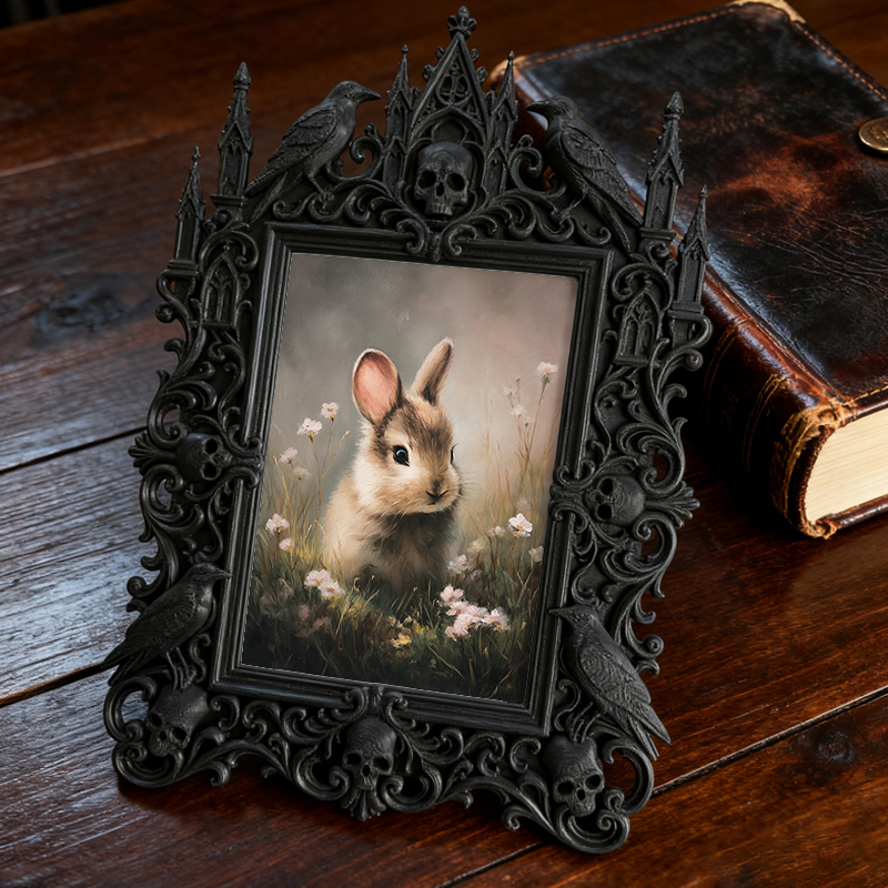 Gritty Gothic Dark-style Photo Frame | Gothic Piercing Studio Waiting Area Decor, Photo Ornament, Wall-mountable & Tabletop, Industrial Fram