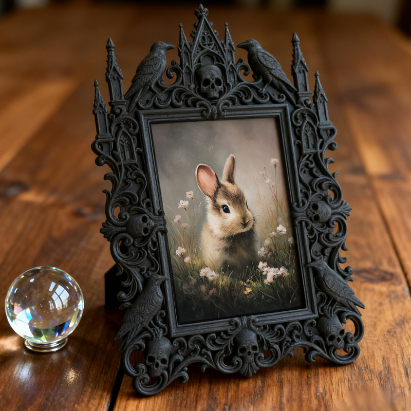 Gritty Gothic Dark-style Photo Frame | Gothic Piercing Studio Waiting Area Decor, Photo Ornament, Wall-mountable & Tabletop, Industrial Fram