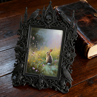 Classy Gothic Dark-style Photo Frame | Ghost-themed Hostel Room Decor, Photo Ornament, Wall/Table Dual-use, Cozy Frame