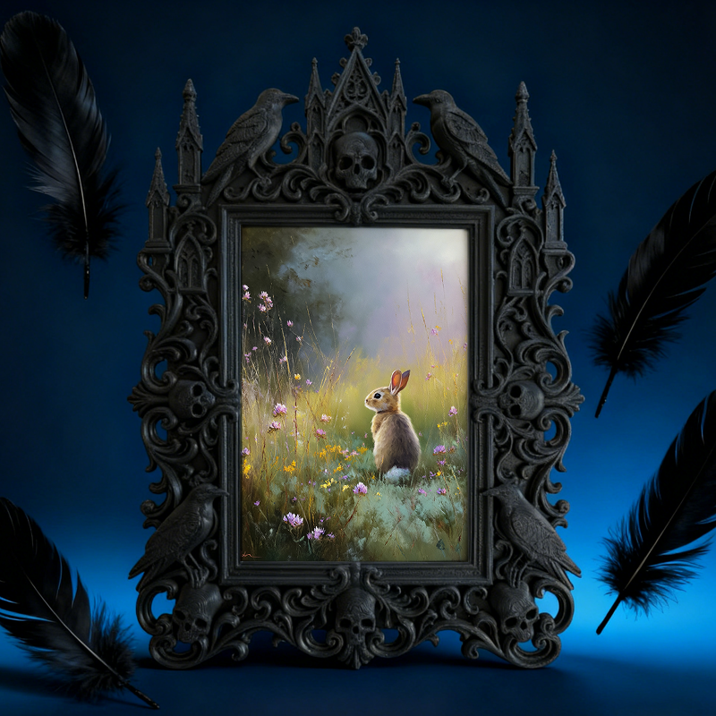 Classy Gothic Dark-style Photo Frame | Ghost-themed Hostel Room Decor, Photo Ornament, Wall/Table Dual-use, Cozy Frame