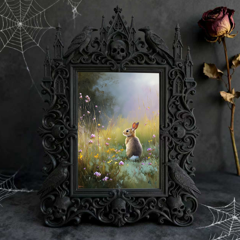 Classy Gothic Dark-style Photo Frame | Ghost-themed Hostel Room Decor, Photo Ornament, Wall/Table Dual-use, Cozy Frame