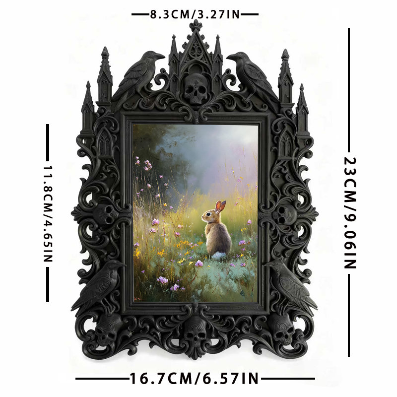 Classy Gothic Dark-style Photo Frame | Ghost-themed Hostel Room Decor, Photo Ornament, Wall/Table Dual-use, Cozy Frame