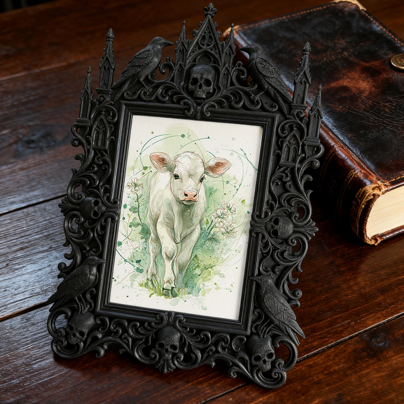 Limited-edition Gothic Dark-style Photo Frame | Dark Fantasy Warhammer Shop Decor, Photo Ornament, Wall-mountable & Tabletop, Collectible Fr
