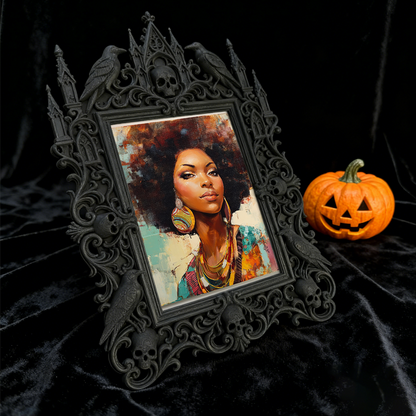 Distinctive Gothic Dark-style Photo Frame | Witchy Tarot Cloth Shop Decor, Photo Ornament, Wall-mountable & Tabletop, Frosted Frame