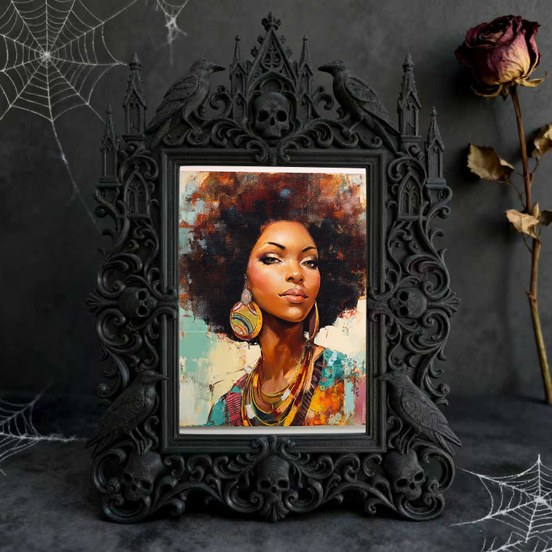 Distinctive Gothic Dark-style Photo Frame | Witchy Tarot Cloth Shop Decor, Photo Ornament, Wall-mountable & Tabletop, Frosted Frame