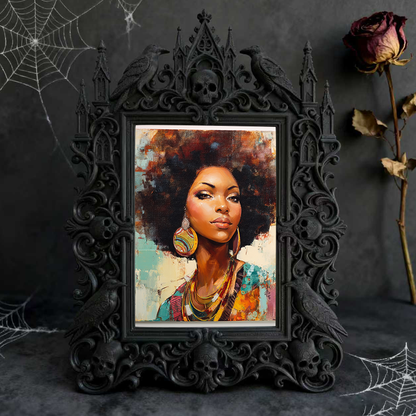 Distinctive Gothic Dark-style Photo Frame | Witchy Tarot Cloth Shop Decor, Photo Ornament, Wall-mountable & Tabletop, Frosted Frame