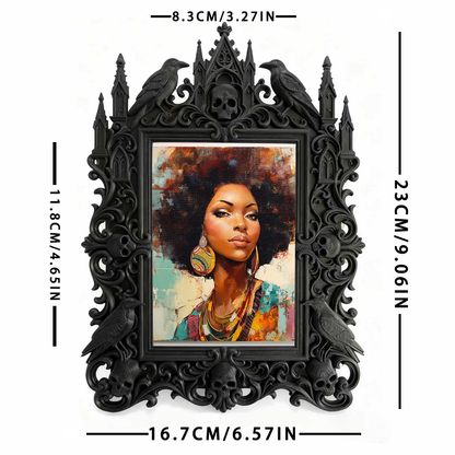 Distinctive Gothic Dark-style Photo Frame | Witchy Tarot Cloth Shop Decor, Photo Ornament, Wall-mountable & Tabletop, Frosted Frame