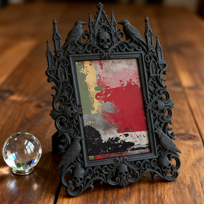 Limited-edition Gothic Dark-style Photo Frame | Vampire Themed Wine Tasting Room Decor, Photo Ornament, Dual-use Display, Luxe Plastic Frame