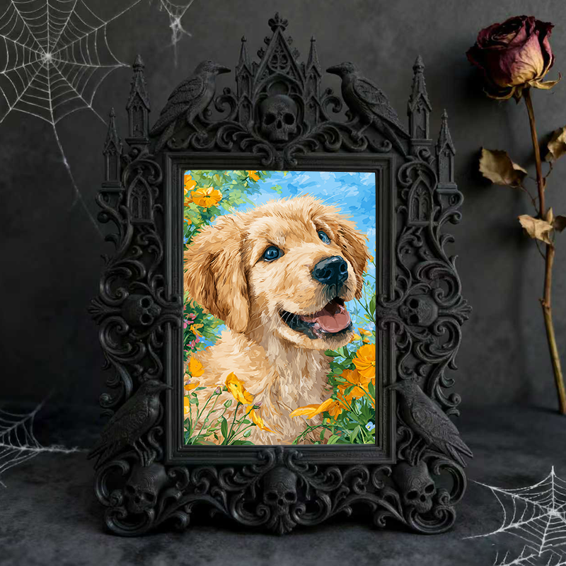 Daring Gothic Dark-style Photo Frame | Dark Dried Flower Wreath Shop Decor, Photo Ornament, Wall-mountable & Tabletop, Natural Frame