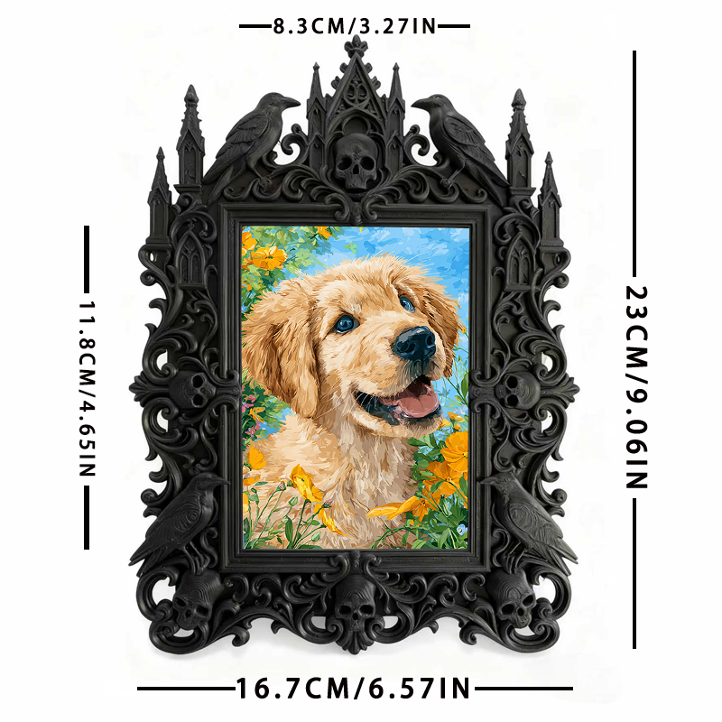 Daring Gothic Dark-style Photo Frame | Dark Dried Flower Wreath Shop Decor, Photo Ornament, Wall-mountable & Tabletop, Natural Frame