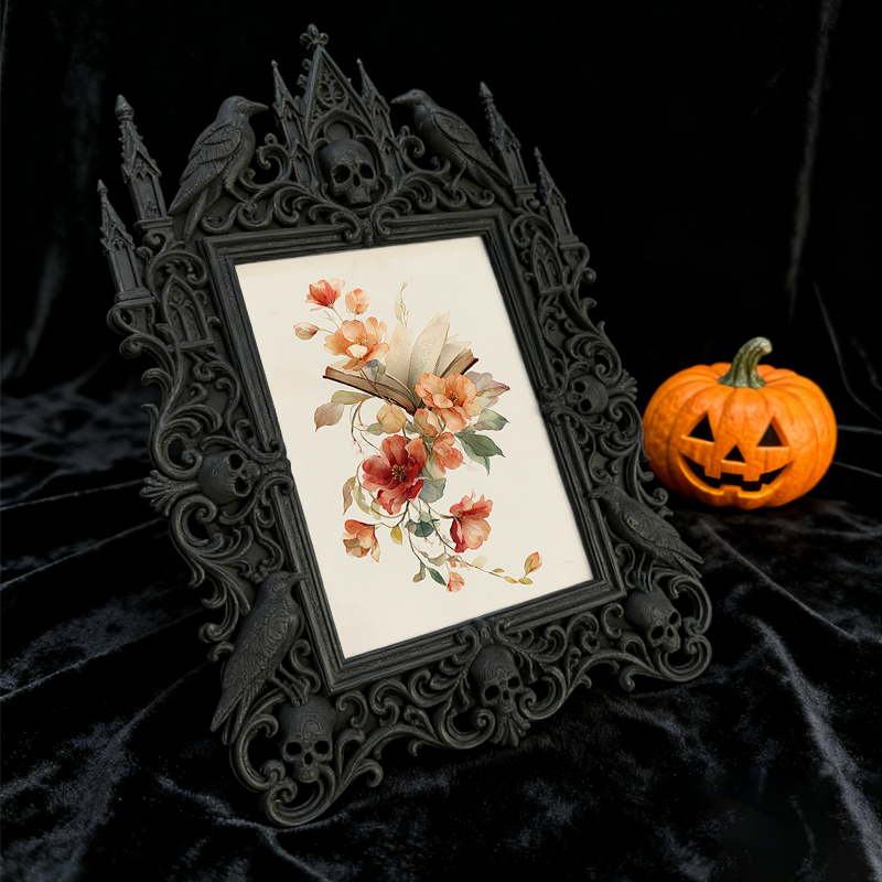 Distinctive Gothic Dark-style Photo Frame | Witchy Spell Book Binding Shop Decor, Photo Ornament, Dual-use Display, Sturdy Frame