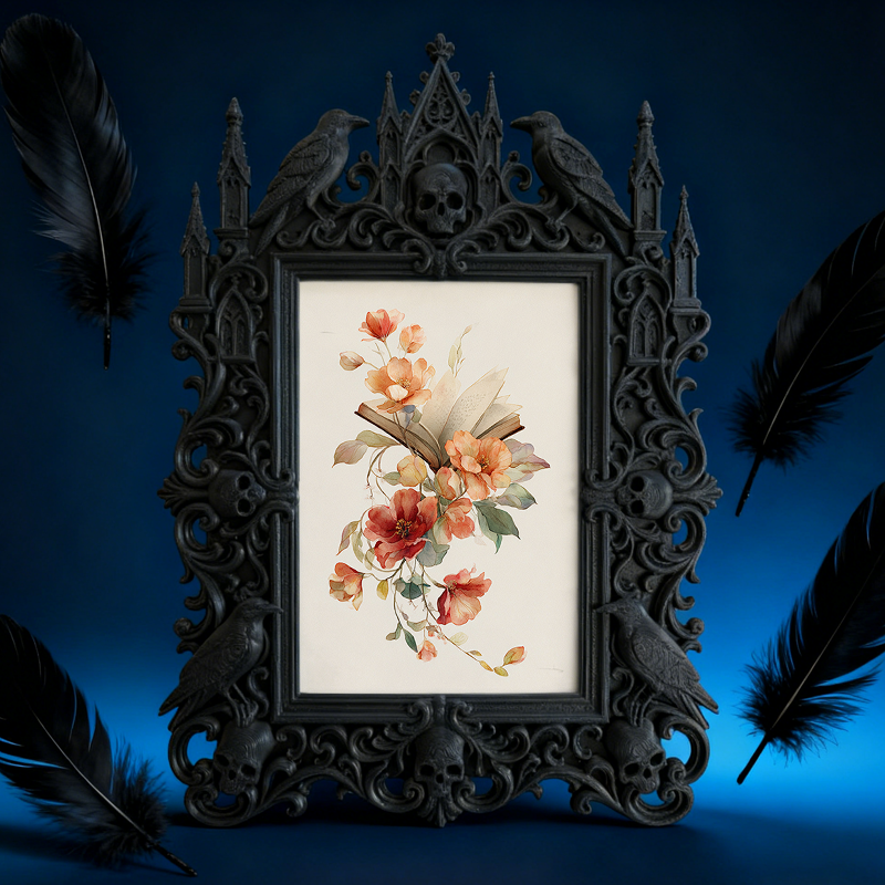 Distinctive Gothic Dark-style Photo Frame | Witchy Spell Book Binding Shop Decor, Photo Ornament, Dual-use Display, Sturdy Frame