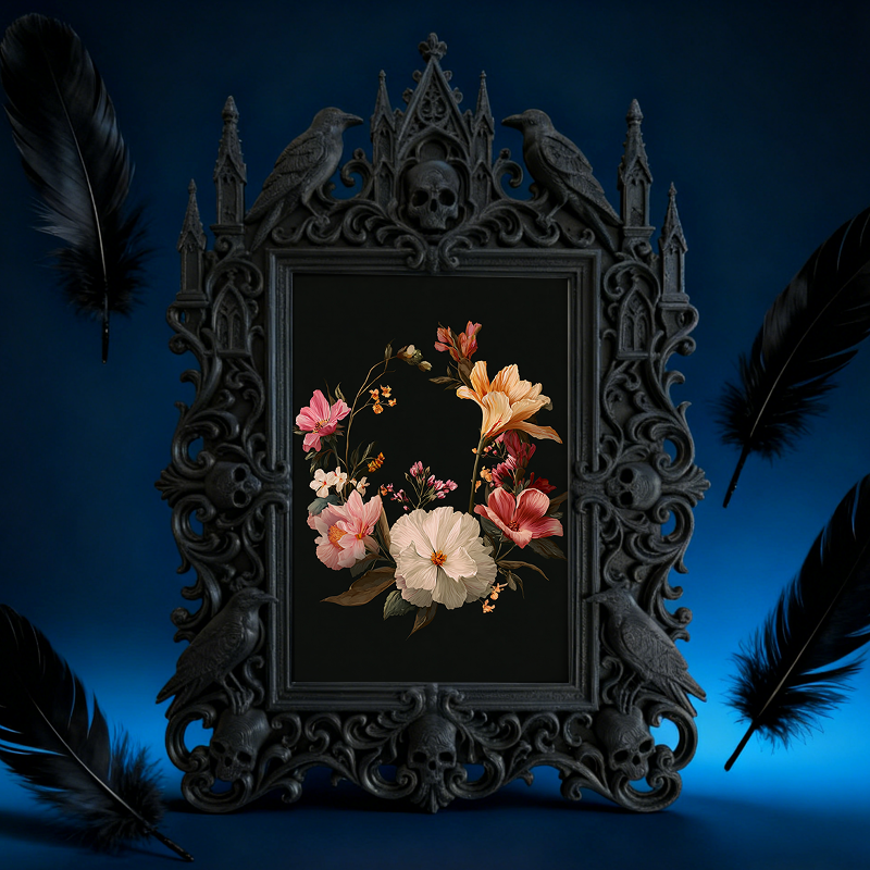Gritty Gothic Dark-style Photo Frame | Gothic Pet Tag Handmade Shop Decor, Photo Ornament, Wall-mountable & Tabletop, Cute Frame