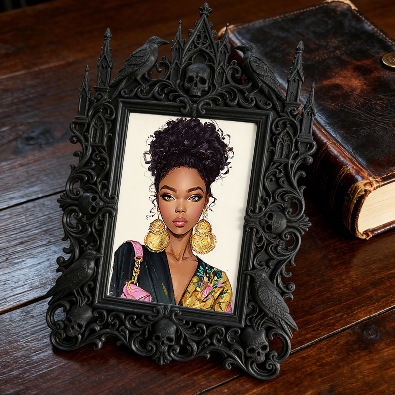 Classy Gothic Dark-style Photo Frame | Haunted House Actor Wardrobe Decor, Photo Ornament, Wall/Table Dual-use, Durable Frame