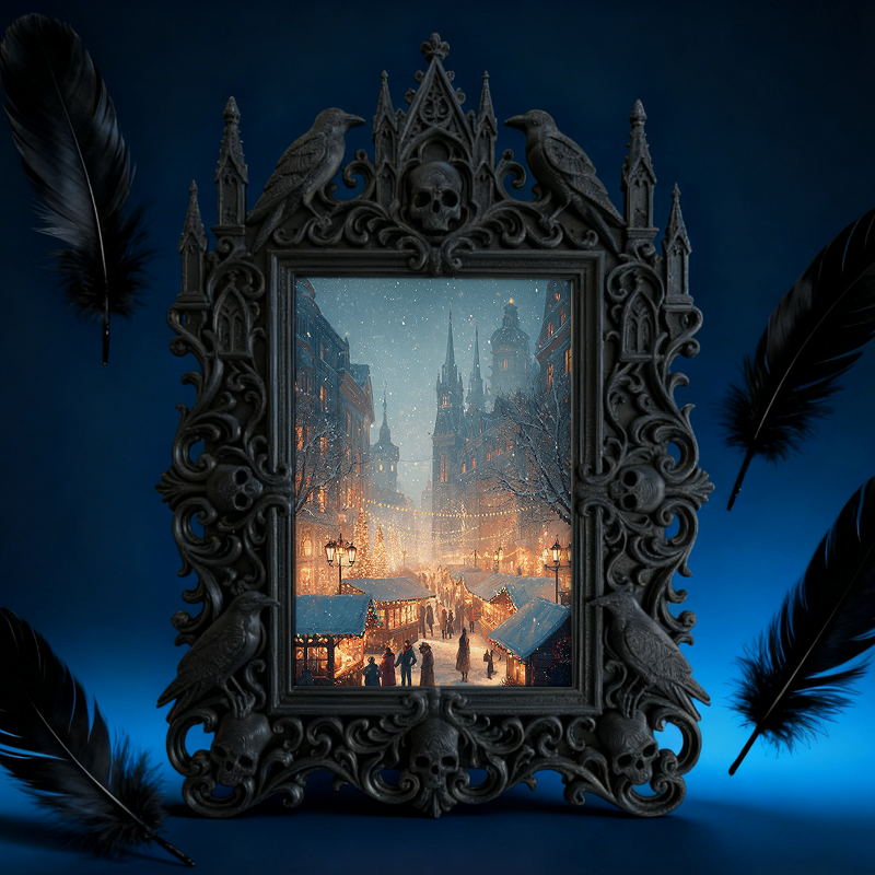 Limited-edition Gothic Dark-style Photo Frame | Dark Fantasy Leather Journal Shop Decor, Photo Ornament, Wall-mountable & Tabletop, Vintage 