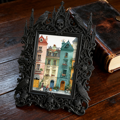 Classy Gothic Dark-style Photo Frame | Horror Themed Bakery Window Decor, Photo Ornament, Wall-mountable & Tabletop, Food-safe Frame