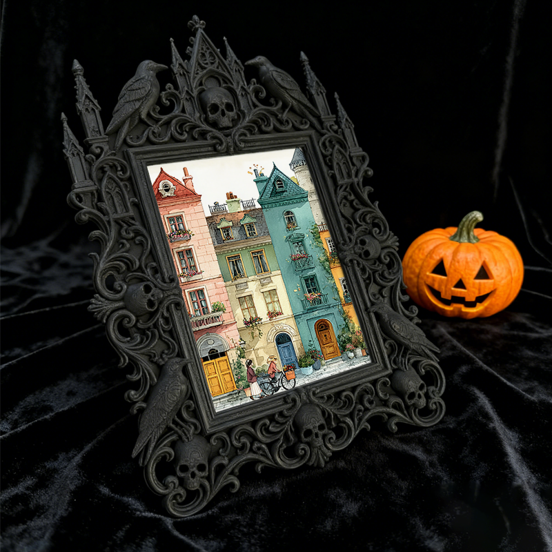 Classy Gothic Dark-style Photo Frame | Horror Themed Bakery Window Decor, Photo Ornament, Wall-mountable & Tabletop, Food-safe Frame