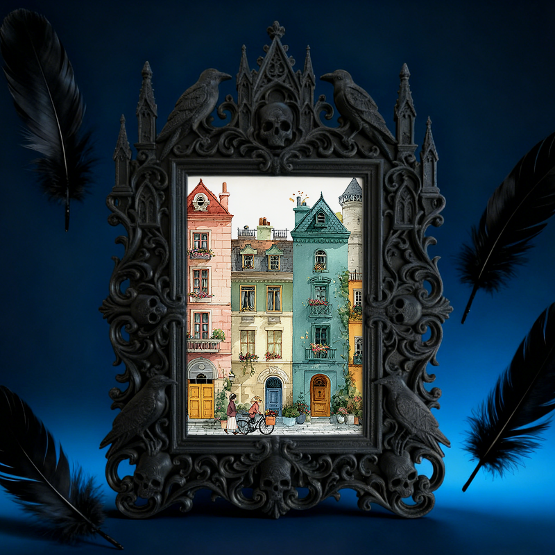 Classy Gothic Dark-style Photo Frame | Horror Themed Bakery Window Decor, Photo Ornament, Wall-mountable & Tabletop, Food-safe Frame