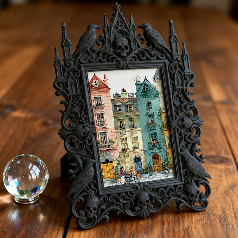 Classy Gothic Dark-style Photo Frame | Horror Themed Bakery Window Decor, Photo Ornament, Wall-mountable & Tabletop, Food-safe Frame