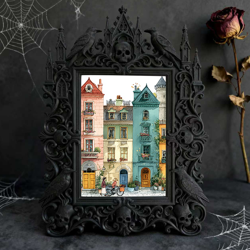 Classy Gothic Dark-style Photo Frame | Horror Themed Bakery Window Decor, Photo Ornament, Wall-mountable & Tabletop, Food-safe Frame