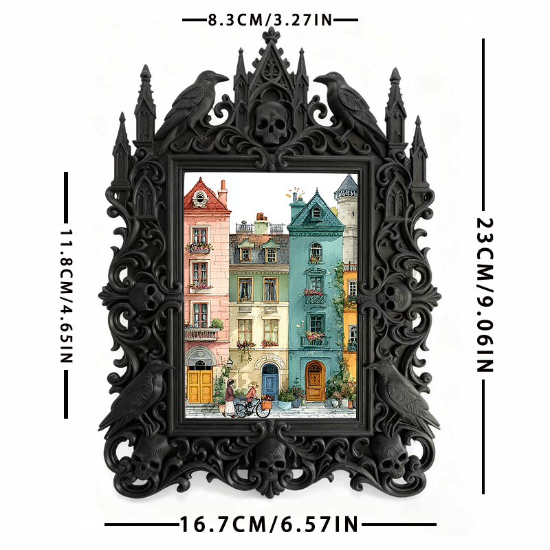 Classy Gothic Dark-style Photo Frame | Horror Themed Bakery Window Decor, Photo Ornament, Wall-mountable & Tabletop, Food-safe Frame