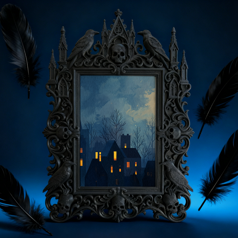 Limited-edition Gothic Dark-style Photo Frame | Vampire LARP Shield Craft Shop Decor, Photo Ornament, Dual-use Display, Realistic Frame