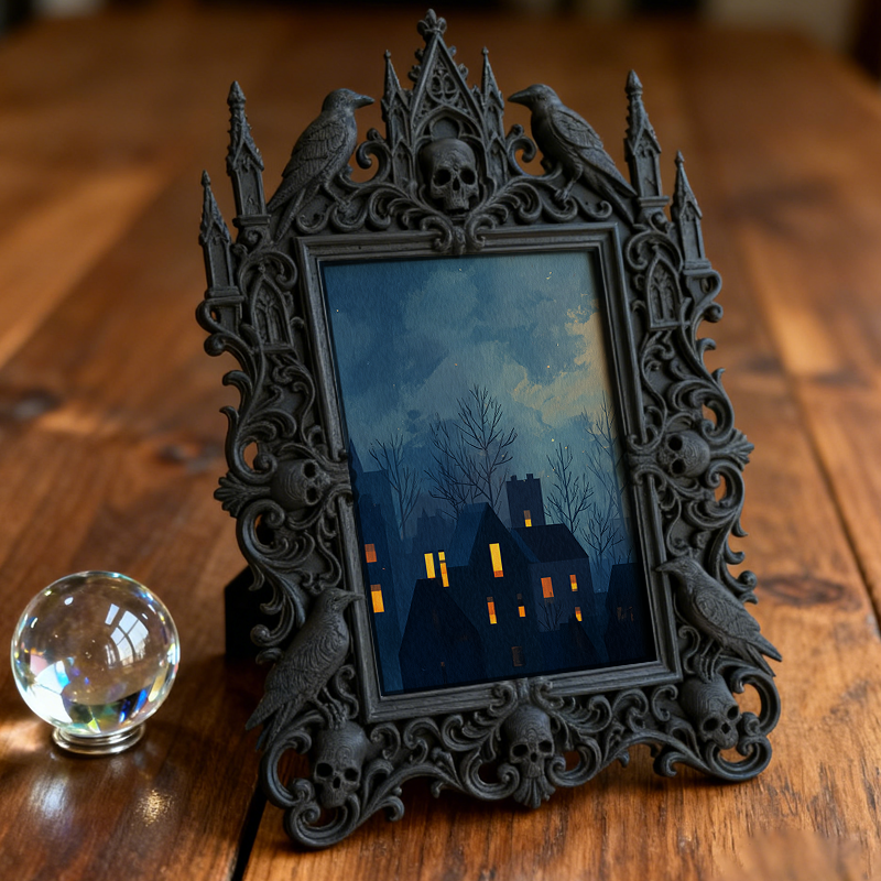 Limited-edition Gothic Dark-style Photo Frame | Vampire LARP Shield Craft Shop Decor, Photo Ornament, Dual-use Display, Realistic Frame