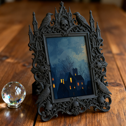 Limited-edition Gothic Dark-style Photo Frame | Vampire LARP Shield Craft Shop Decor, Photo Ornament, Dual-use Display, Realistic Frame