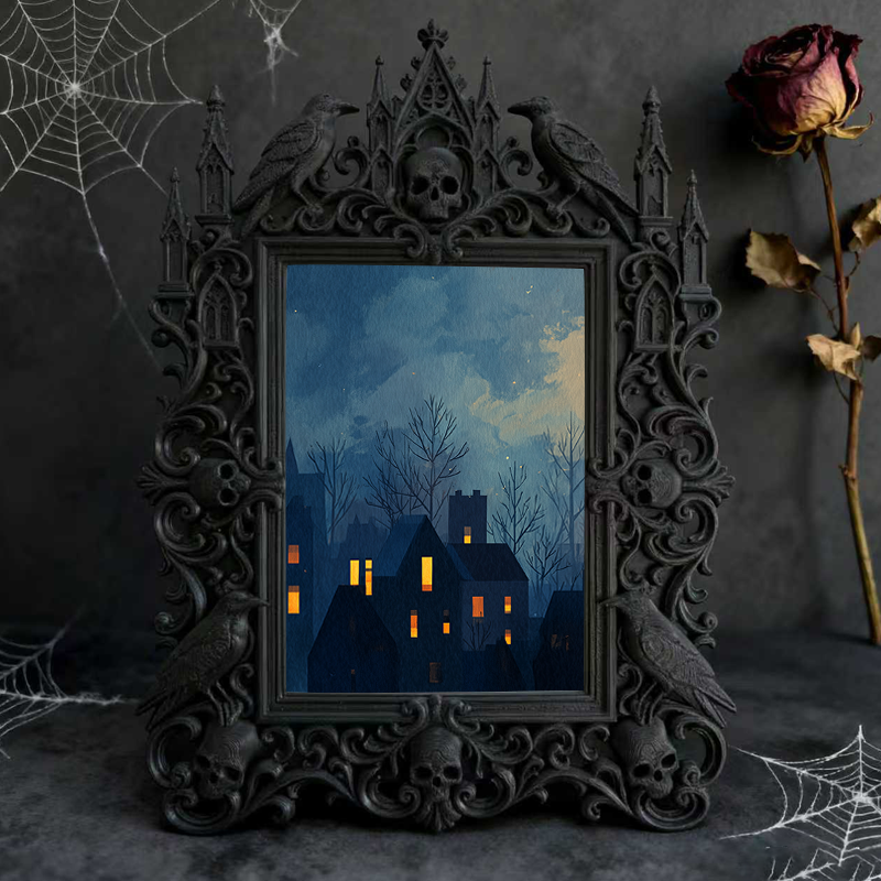 Limited-edition Gothic Dark-style Photo Frame | Vampire LARP Shield Craft Shop Decor, Photo Ornament, Dual-use Display, Realistic Frame