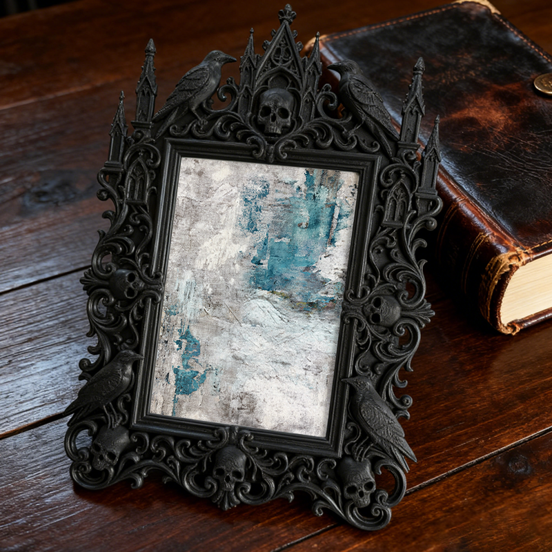 Daring Gothic Dark-style Photo Frame | Dark Academia Wax Seal Stamp Shop Decor, Photo Ornament, Wall-mountable & Tabletop, Study-friendly Fr