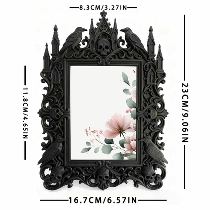 Distinctive Gothic Dark-style Photo Frame | Witchy Crystal Skull Shop Decor, Photo Ornament, Dual-use Display, Sparkly Frame