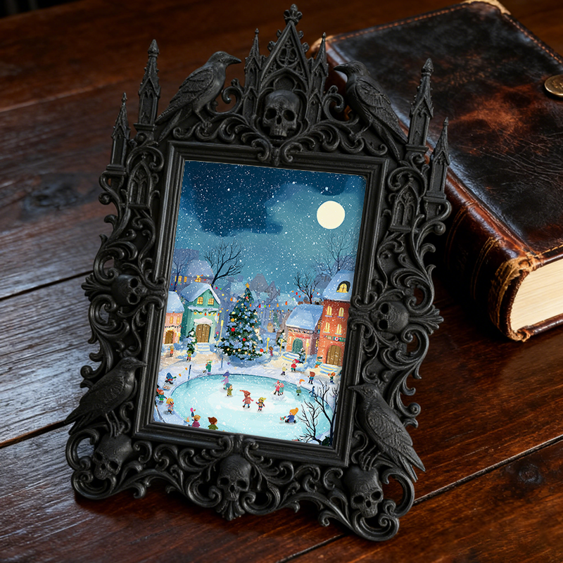 Gritty Gothic Dark-style Photo Frame | Gothic Motorcycle Repair Shop Decor, Photo Ornament, Wall-mountable & Tabletop, Heavy-duty Frame