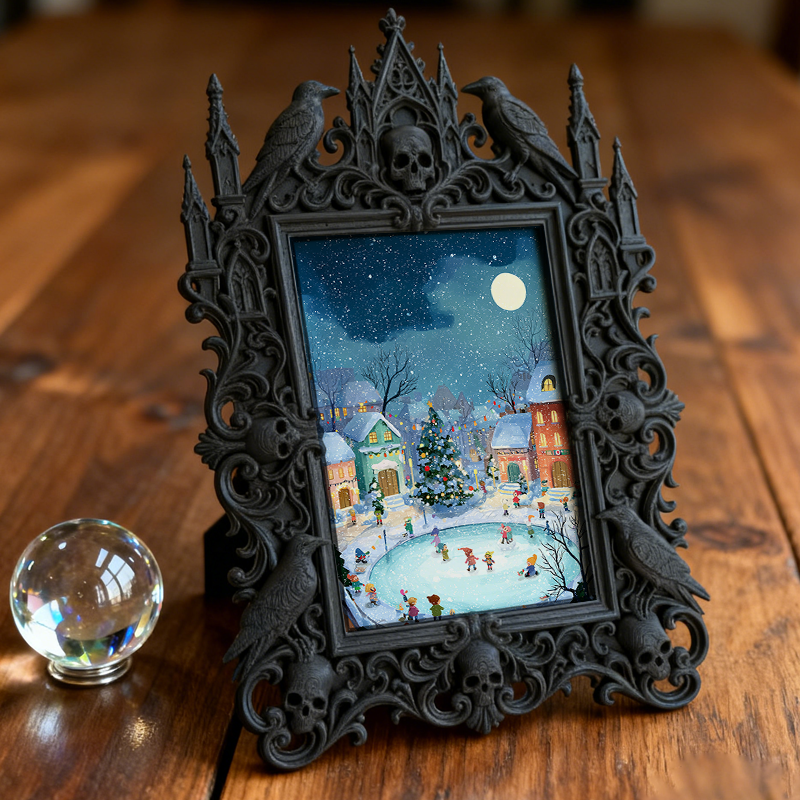Gritty Gothic Dark-style Photo Frame | Gothic Motorcycle Repair Shop Decor, Photo Ornament, Wall-mountable & Tabletop, Heavy-duty Frame