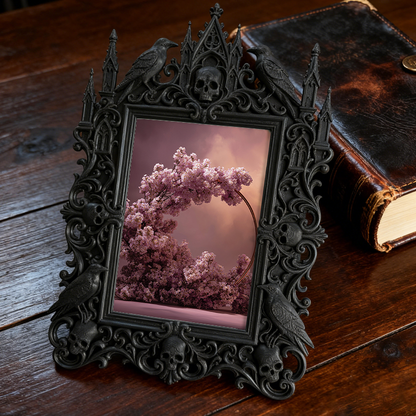 Classy Gothic Dark-style Photo Frame | Paranormal Podcast Merch Booth Decor, Photo Ornament, Wall/Table Dual-use, Brandable Frame