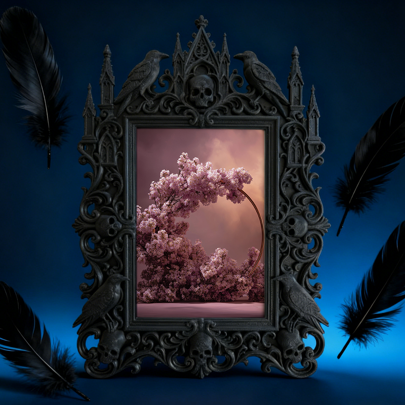 Classy Gothic Dark-style Photo Frame | Paranormal Podcast Merch Booth Decor, Photo Ornament, Wall/Table Dual-use, Brandable Frame