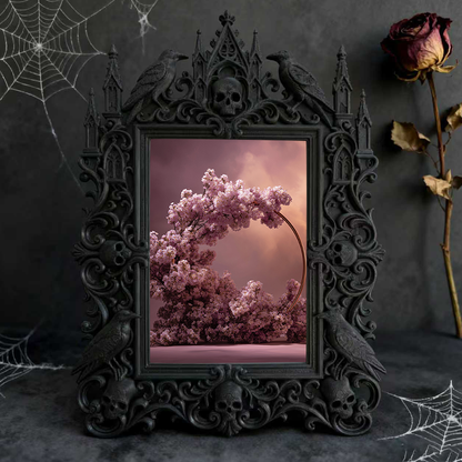 Classy Gothic Dark-style Photo Frame | Paranormal Podcast Merch Booth Decor, Photo Ornament, Wall/Table Dual-use, Brandable Frame