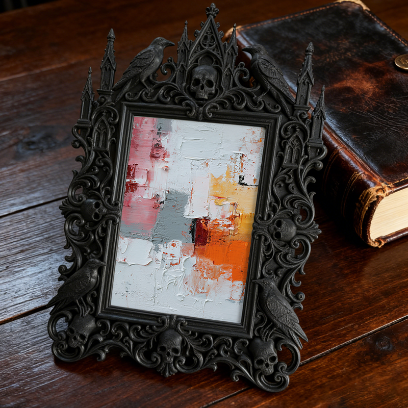 Distinctive Gothic Dark-style Photo Frame | Witchy Bath Salt Jar Shop Decor, Photo Ornament, Wall-mountable & Tabletop, Relaxing Frame
