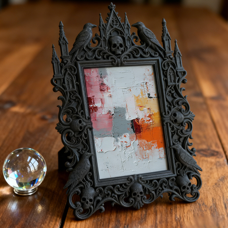 Distinctive Gothic Dark-style Photo Frame | Witchy Bath Salt Jar Shop Decor, Photo Ornament, Wall-mountable & Tabletop, Relaxing Frame