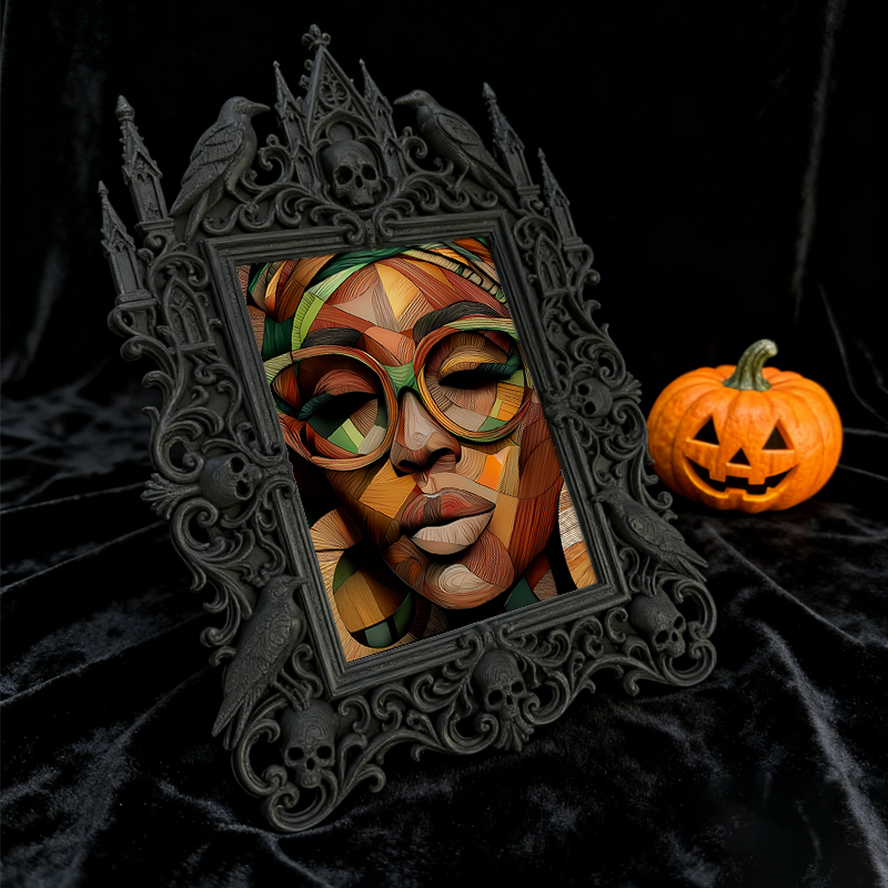 Gritty Gothic Dark-style Photo Frame | Gothic Kids’ Vampire Themed Bedroom Decor, Photo Ornament, Wall/Table Dual-use, Child-safe Frame