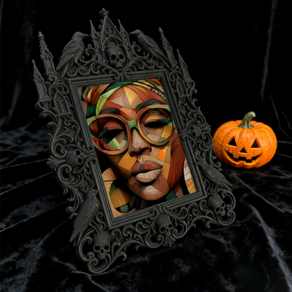 Gritty Gothic Dark-style Photo Frame | Gothic Kids’ Vampire Themed Bedroom Decor, Photo Ornament, Wall/Table Dual-use, Child-safe Frame