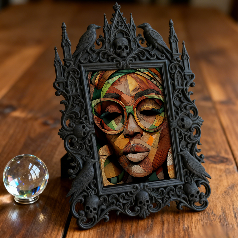 Gritty Gothic Dark-style Photo Frame | Gothic Kids’ Vampire Themed Bedroom Decor, Photo Ornament, Wall/Table Dual-use, Child-safe Frame