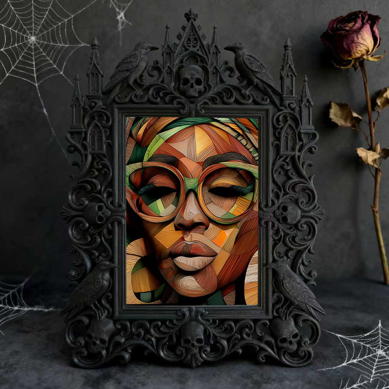 Gritty Gothic Dark-style Photo Frame | Gothic Kids’ Vampire Themed Bedroom Decor, Photo Ornament, Wall/Table Dual-use, Child-safe Frame