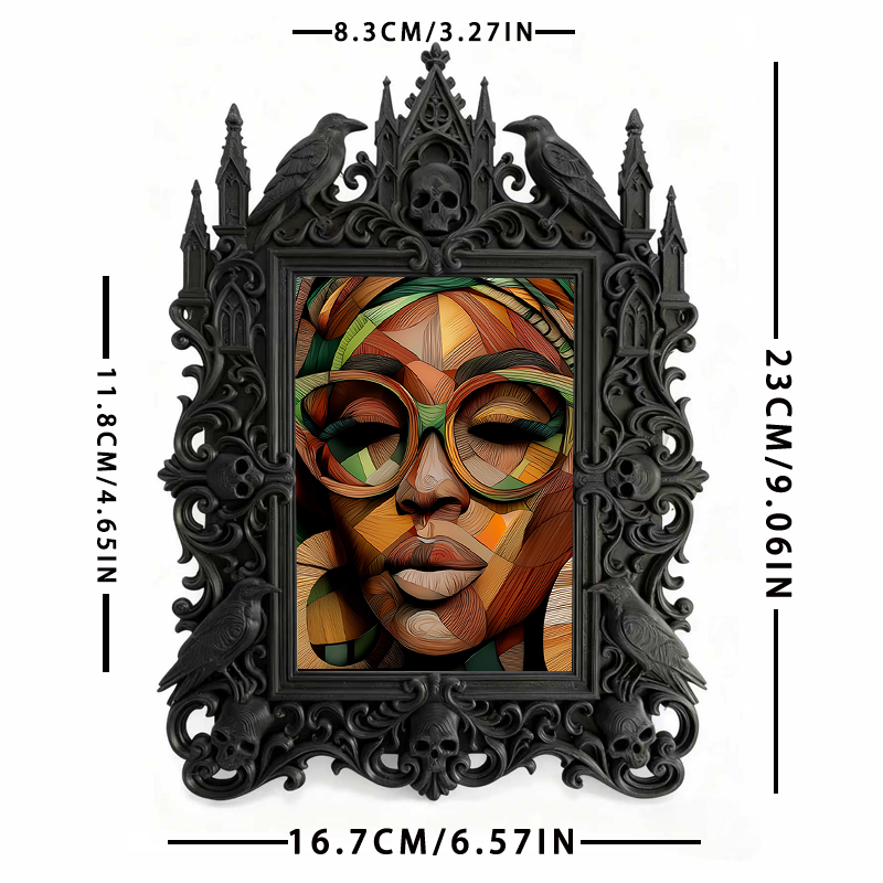 Gritty Gothic Dark-style Photo Frame | Gothic Kids’ Vampire Themed Bedroom Decor, Photo Ornament, Wall/Table Dual-use, Child-safe Frame