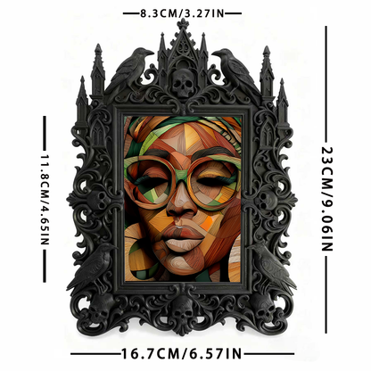 Gritty Gothic Dark-style Photo Frame | Gothic Kids’ Vampire Themed Bedroom Decor, Photo Ornament, Wall/Table Dual-use, Child-safe Frame