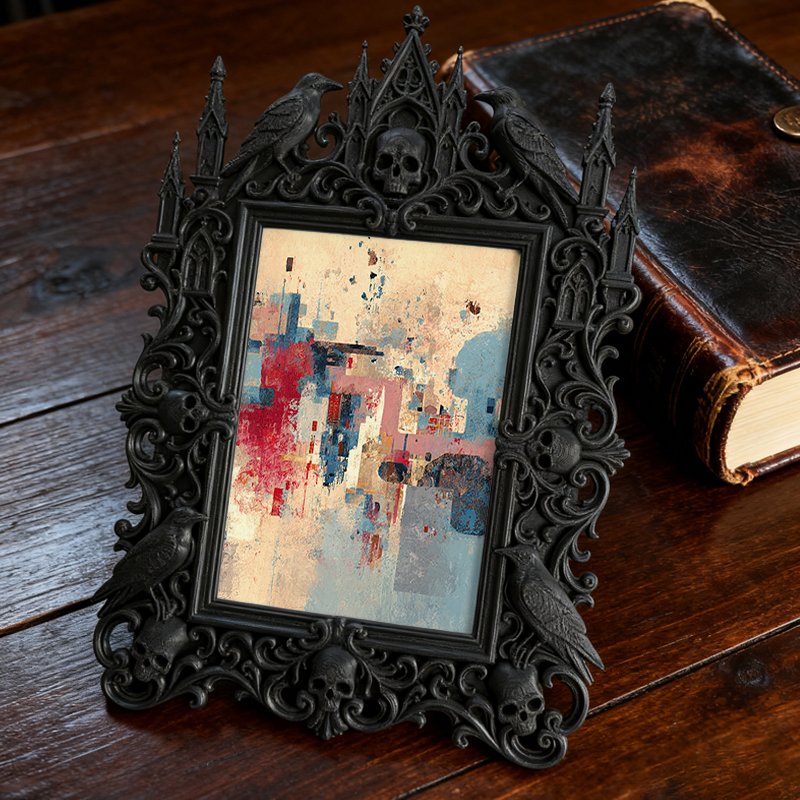 Distinctive Gothic Dark-style Photo Frame | Witchy Tarot Reading Party Favor Decor, Photo Ornament, Dual-use Display, Mystic Frame