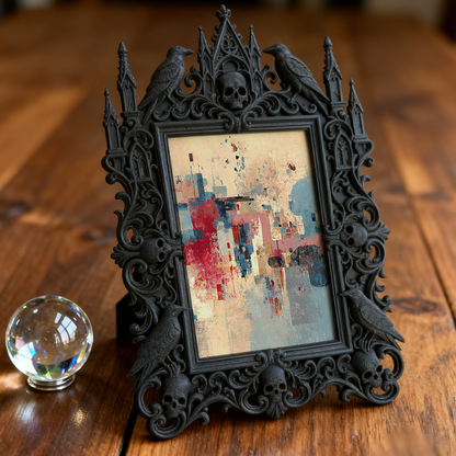 Distinctive Gothic Dark-style Photo Frame | Witchy Tarot Reading Party Favor Decor, Photo Ornament, Dual-use Display, Mystic Frame
