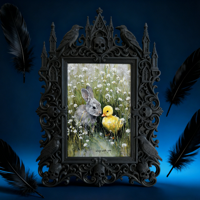 Limited-edition Gothic Dark-style Photo Frame | Dark Fantasy Miniature Terrain Shop Decor, Photo Ornament, Wall-mountable & Tabletop, Detail